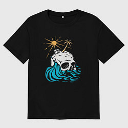 Футболка оверсайз мужская Остров черепа, цвет: черный