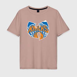 Футболка оверсайз мужская Wu-tang knicks, цвет: пыльно-розовый