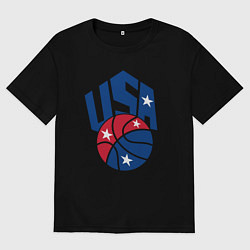 Футболка оверсайз мужская Баскетбол - США, цвет: черный