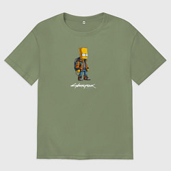 Футболка оверсайз мужская Bart Simpson cyberpunk, цвет: авокадо