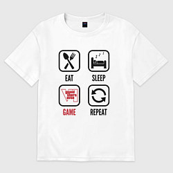 Футболка оверсайз мужская Eat - sleep - GTA6 - repeat, цвет: белый