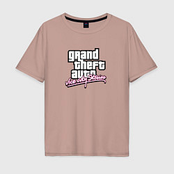 Футболка оверсайз мужская GTA vice city stories game, цвет: пыльно-розовый