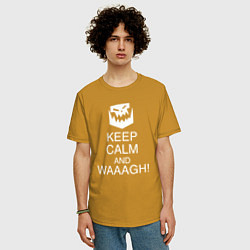 Футболка оверсайз мужская Warhammer keep calm and waaagh, цвет: горчичный — фото 2