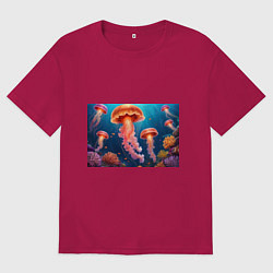 Мужская футболка оверсайз Подводный мир медузы