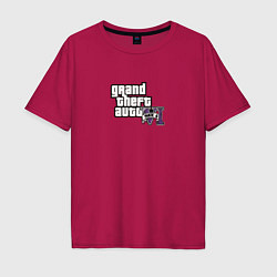 Футболка оверсайз мужская Grand Theft Auto 6 vice city logo, цвет: маджента