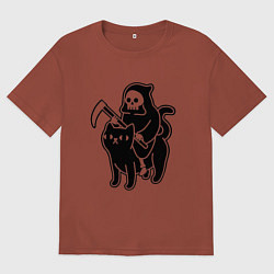 Мужская футболка оверсайз Жнец и его кот