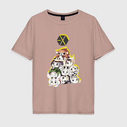 Мужская футболка оверсайз Exo в виде милых зверушек