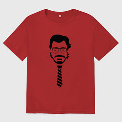 Футболка оверсайз мужская Профессор - бумажный дом, цвет: красный