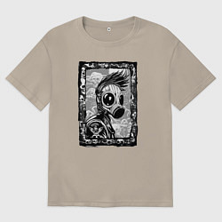 Футболка оверсайз мужская Gasmask punk society, цвет: миндальный