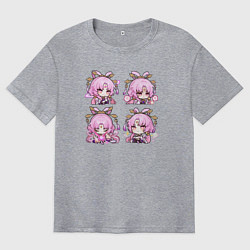 Футболка оверсайз мужская Фу Сюань стикеры, цвет: меланж