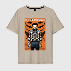 Мужская футболка оверсайз Cool skeleton - halloween poster