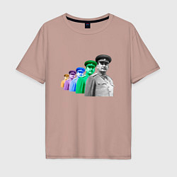 Футболка оверсайз мужская Pop art товарищ Сталин, цвет: пыльно-розовый