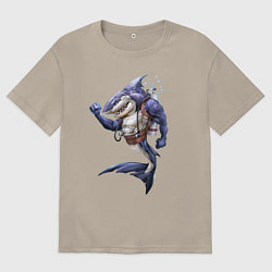 Футболка оверсайз мужская Акула - крутой ныряльщик, цвет: миндальный