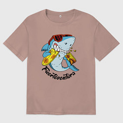 Футболка оверсайз мужская Fuerteventura summer style - shark, цвет: пыльно-розовый