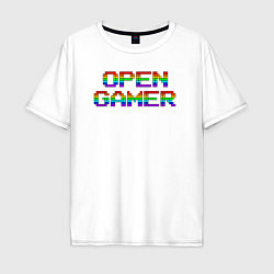 Футболка оверсайз мужская Open gamer logo, цвет: белый