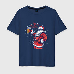 Мужская футболка оверсайз Merry Christmas Santa beer