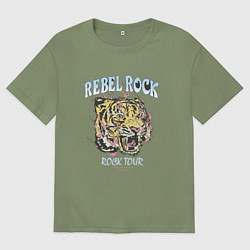 Футболка оверсайз мужская Мятежный рок, цвет: авокадо