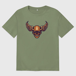 Футболка оверсайз мужская Skull angel, цвет: авокадо