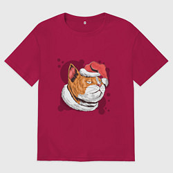 Мужская футболка оверсайз Новогодний кот