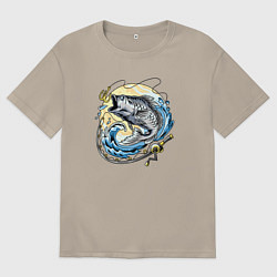 Футболка оверсайз мужская Рыбалочка, цвет: миндальный