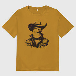 Футболка оверсайз мужская Голубь ковбой на диком западе, цвет: горчичный