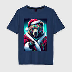 Мужская футболка оверсайз Cyber bear - Santa Claus
