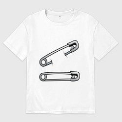 Футболка оверсайз мужская Булавки, цвет: белый