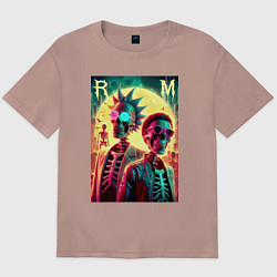 Мужская футболка оверсайз Rick and Morty cool skeletons
