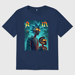 Футболка оверсайз мужская Rick and Morty - cyberpunk fantasy, цвет: тёмно-синий