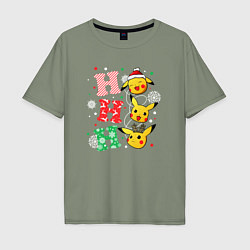 Мужская футболка оверсайз Pikachu ho ho ho