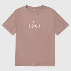 Футболка оверсайз мужская Очки Гарри Поттера, цвет: пыльно-розовый