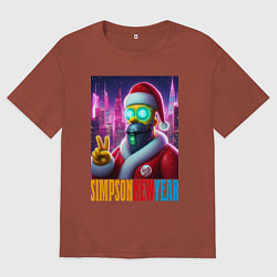 Футболка оверсайз мужская Simpson new year - fantasy, цвет: кирпичный