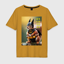 Футболка оверсайз мужская Bat squirrel - oreshnik meme, цвет: горчичный