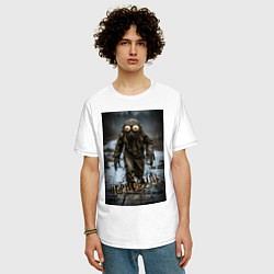 Футболка оверсайз мужская Человек в чернобыле, цвет: белый — фото 2