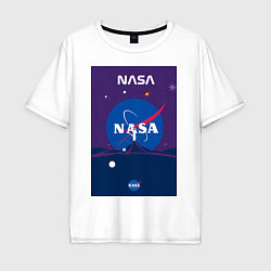 Мужская футболка оверсайз NASA фиолетовый плакат