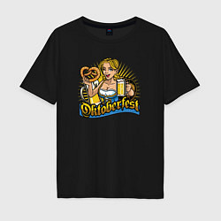 Футболка оверсайз мужская Oktoberfest girl, цвет: черный