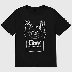 Футболка оверсайз мужская Ozzy Osbourne - cat rock, цвет: черный