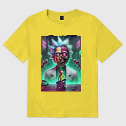 Футболка оверсайз мужская Rick and Morty - neon skull, цвет: желтый