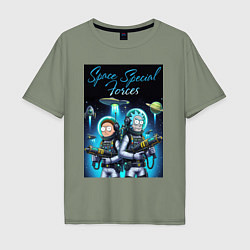 Мужская футболка оверсайз Rick and Morty - space special forces