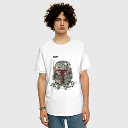 Футболка оверсайз мужская Мандалорский шлем мазайка, цвет: белый — фото 2