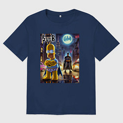 Мужская футболка оверсайз Homer Simpson vs Batman - ai art joke