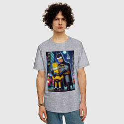 Футболка оверсайз мужская Batsimpson with son Bart - ai art fantasy, цвет: меланж — фото 2