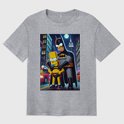 Футболка оверсайз мужская Batsimpson with son Bart - ai art fantasy, цвет: меланж