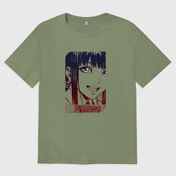 Футболка оверсайз мужская Улыбчивая девушка, цвет: авокадо