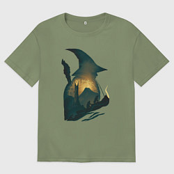 Футболка оверсайз мужская Силуэт Гендальфа - Властелин колец, цвет: авокадо