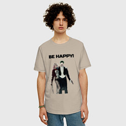 Футболка оверсайз мужская Be happy, цвет: миндальный — фото 2