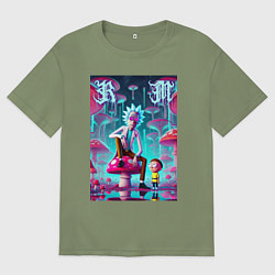 Футболка оверсайз мужская Rick and Morty under the mushrooms, цвет: авокадо