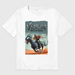 Футболка оверсайз мужская Venom the last dance - Eddie rides on a symbiote h, цвет: белый