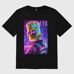 Футболка оверсайз мужская Cyber Bart - neon glow, цвет: черный