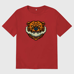 Футболка оверсайз мужская Страшный медведь, цвет: красный